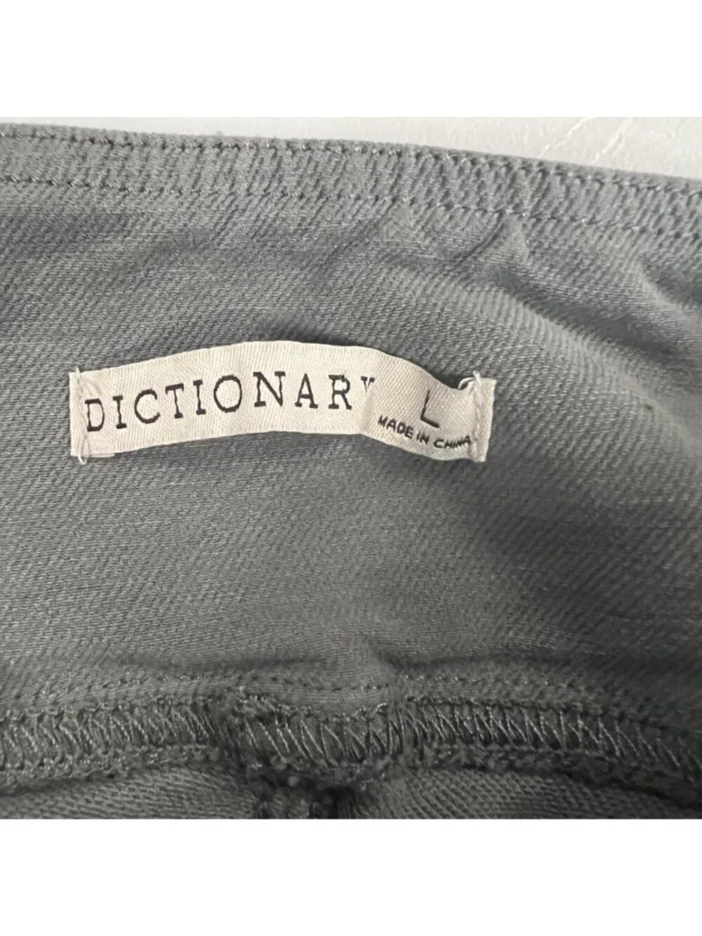 Dictionary Womens Flare Leg Pants Pull On Gray High Rise Size Large Back Pockets